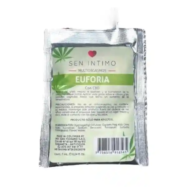 Lubricante Multiorgasmos Euforia Con Cbd Sachet 7ml Sen Íntimo
