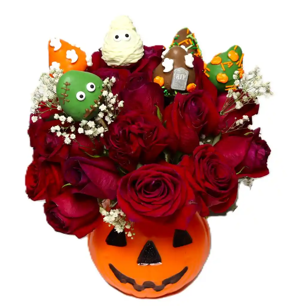 Rosas Rojas Y Fresas Con Chcolate Encanto De Calabaza