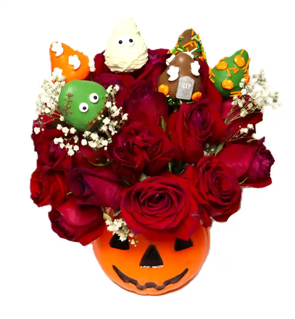 Rosas Rojas Y Fresas Con Chcolate Encanto De Calabaza