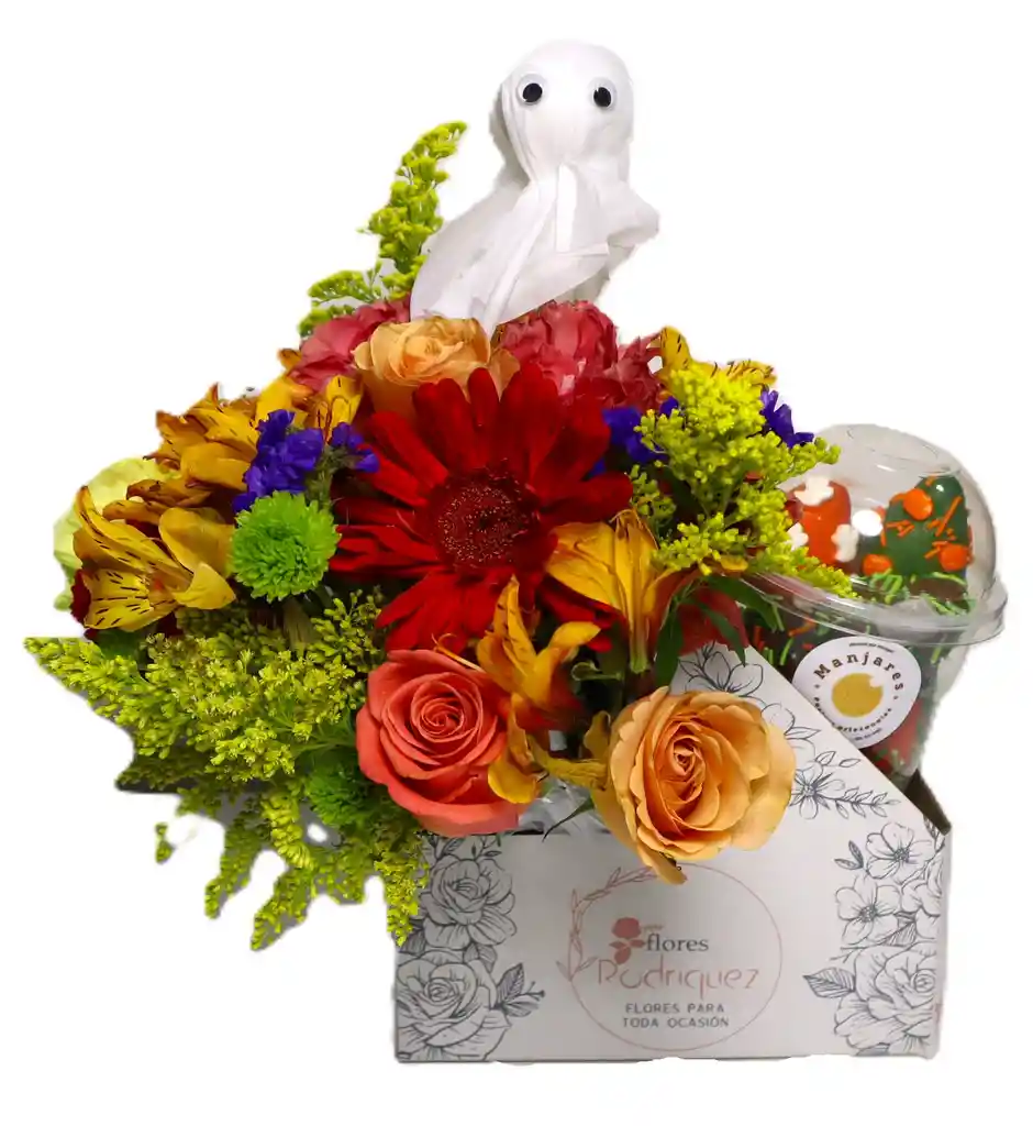 Flores Cajita Del Terror Dulce Feliz Halloween