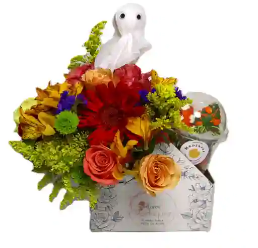 Flores Cajita Del Terror Dulce Feliz Halloween