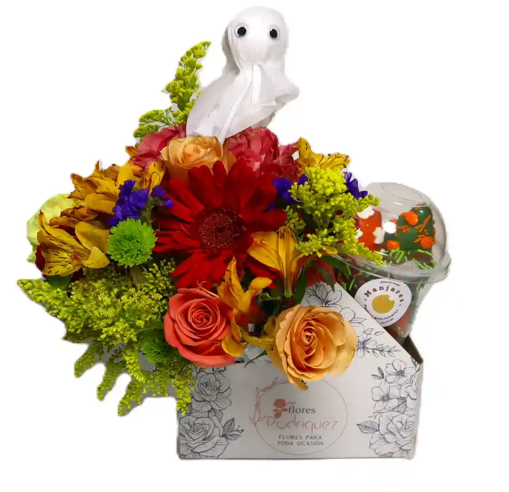 Flores Cajita Del Terror Dulce Feliz Halloween