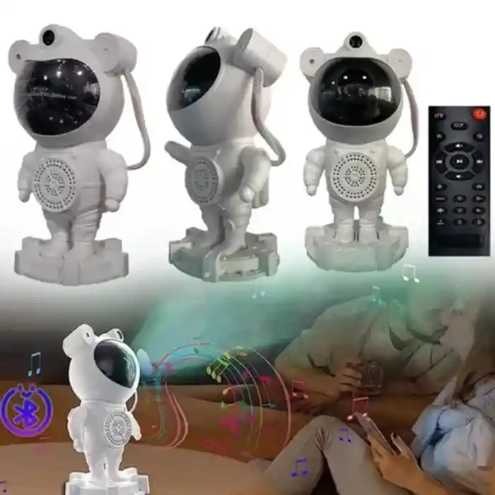 Proyector Astronauta Con Parlante Conexion Bluetooth Para Dormitorio Blanco