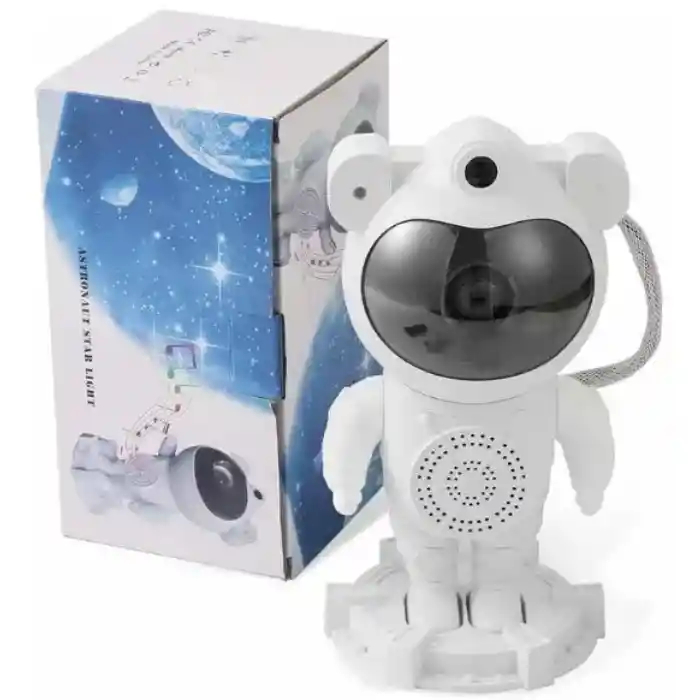 Proyector Astronauta Con Parlante Conexion Bluetooth Para Dormitorio Blanco