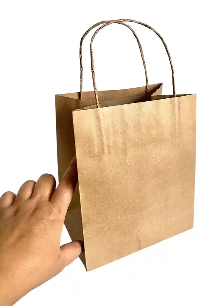 Bolsa Papel Kraft # 5 Con Manija 16x20x12 Cms
