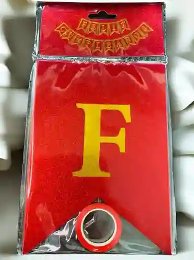 Letrero Feliz Cumpleaños Escarchado Tipo Banderin Color Rojo