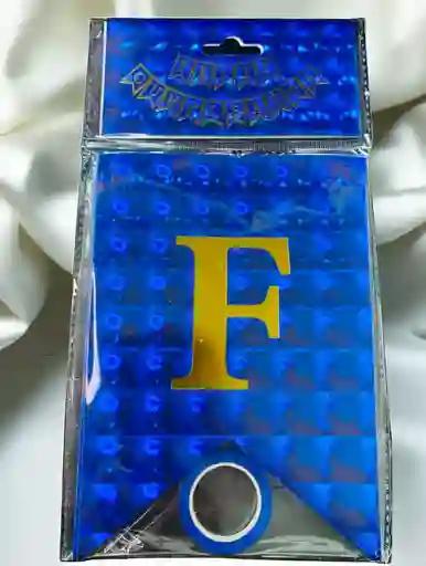 Letrero Feliz Cumpleaños Holografico Tipo Banderin Color Azul