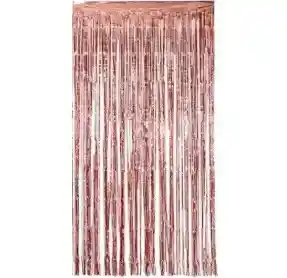 Cortina De Tiras Para Decoracion De Fiestas Color Oro Rosa