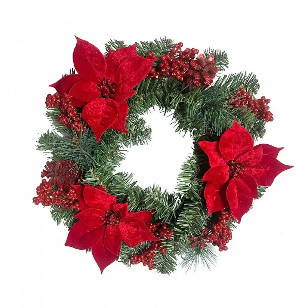 Corona 45cm Flores Navidad Expressions Christmas