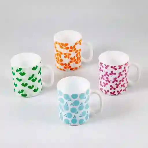 Mug Taza Expressions Multicolor 320 Ml 4 Pz Vidrio Opal