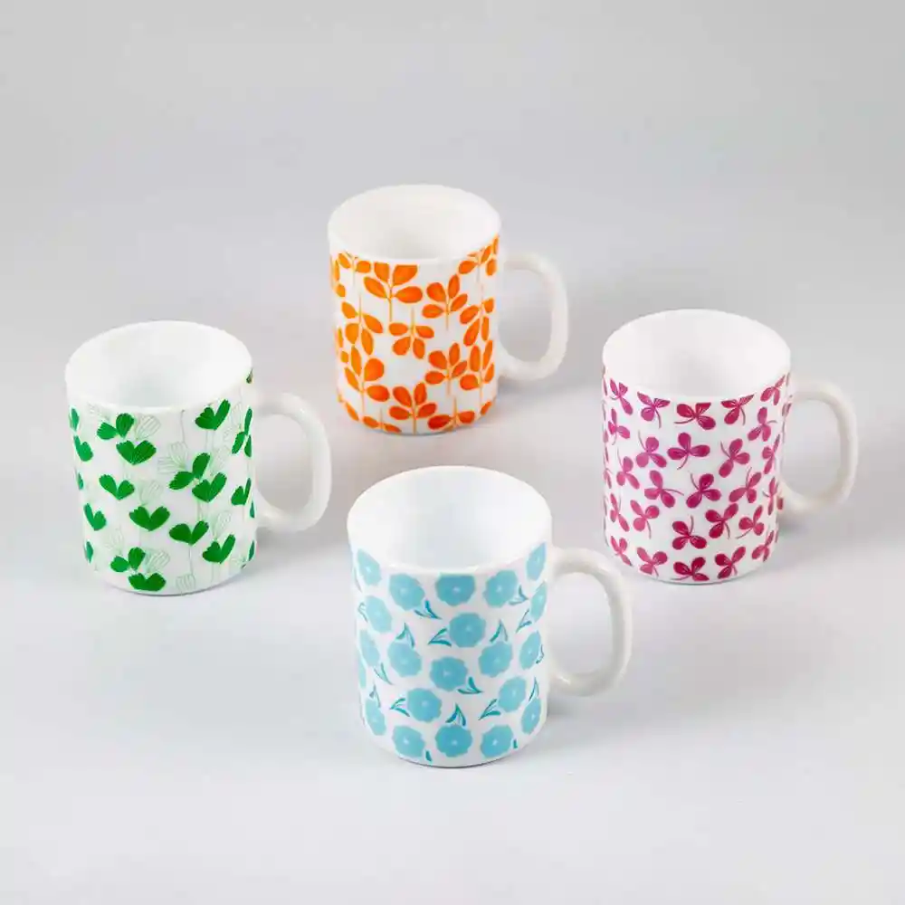 Mug Taza Expressions Multicolor 320 Ml 4 Pz Vidrio Opal