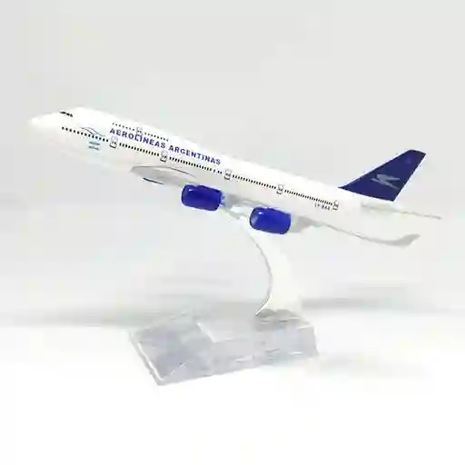 Avion Pequeño Metalico De Acero Coleccionable De Aereolineas Argentinas B747 - Largo 16cm + Soporte