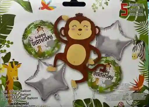 Bombas Globos Por 5 Piezas Diseño Selva Mono Mico Simio Para Decoracion De Fiestas Niño O Hombre O Mujer