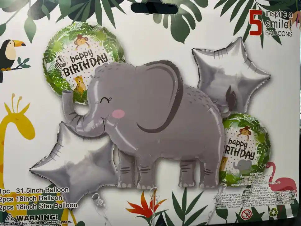 Bombas Globos Por 5 Piezas Diseño Selva Elefante Para Decoracion De Fiestas Niño O Hombre O Mujer