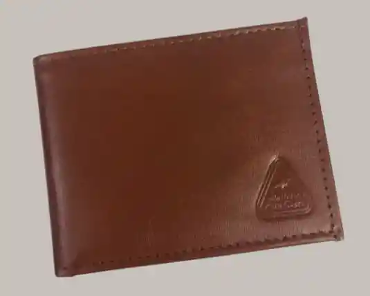 Billetera Hombre Cuero Lizo Color Cafe Madera