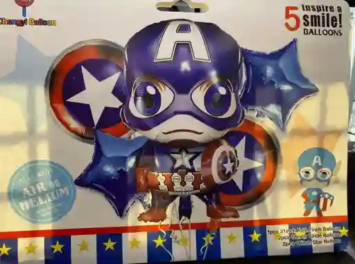 Bombas Globos Por 5 Piezas Diseño Capitan America Marvel Para Decoracion De Fiestas Niño O Hombre O Mujer
