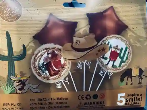 Bombas Globos Por 5 Piezas Diseño Desierto Vaquero Para Decoracion De Fiestas Niño O Hombre O Mujer