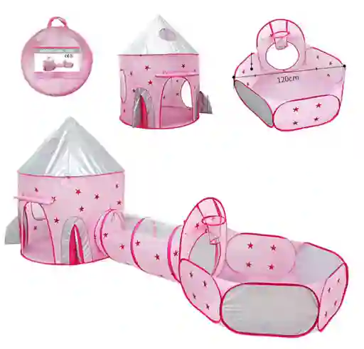 Carpa Castillo Con Túnel Y Piscina De Princesa Original Rosada