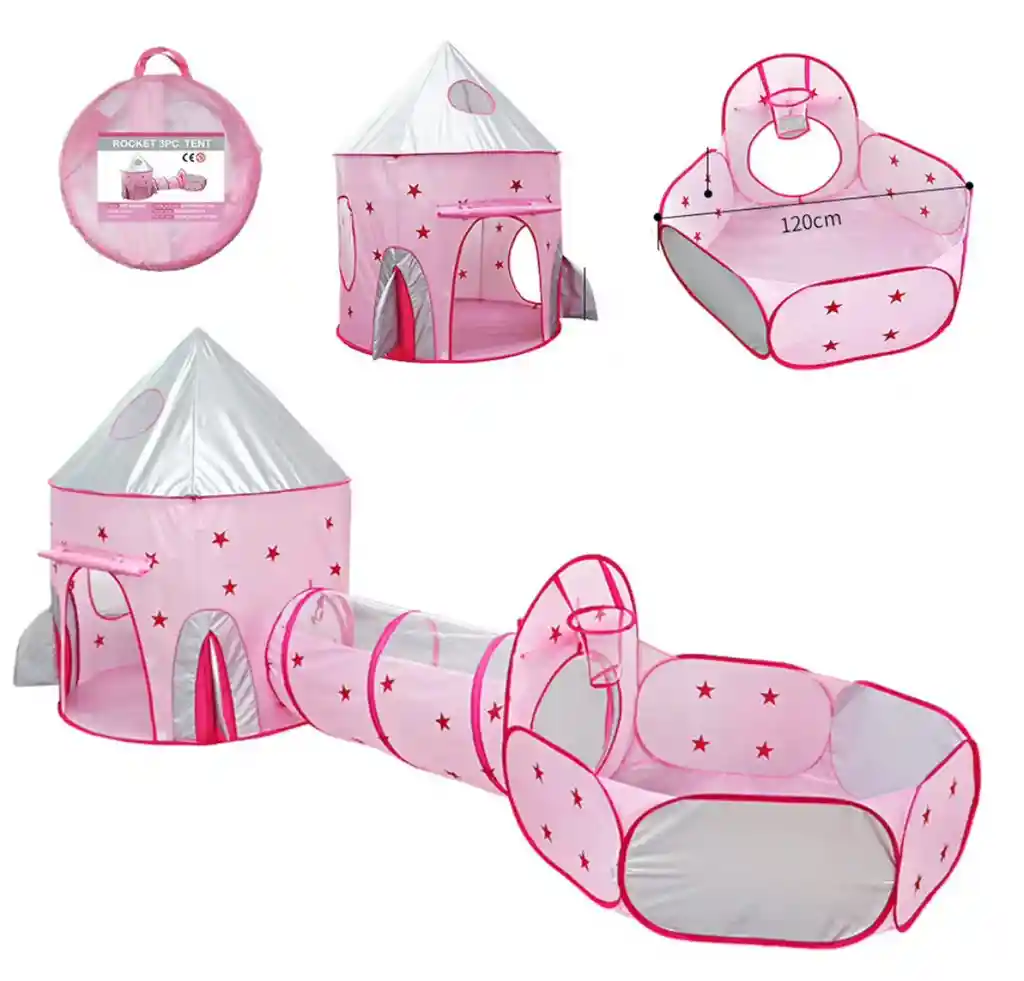 Carpa Castillo Con Túnel Y Piscina De Princesa Original Rosada