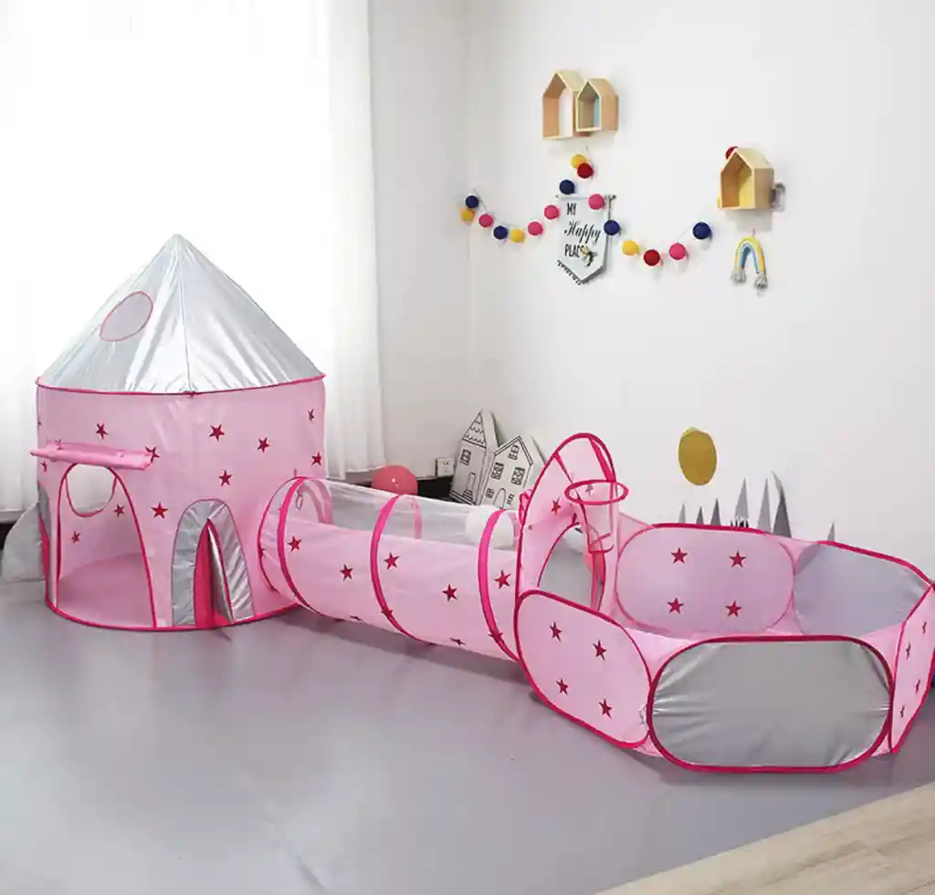 Carpa Castillo Con Túnel Y Piscina De Princesa Original Rosada