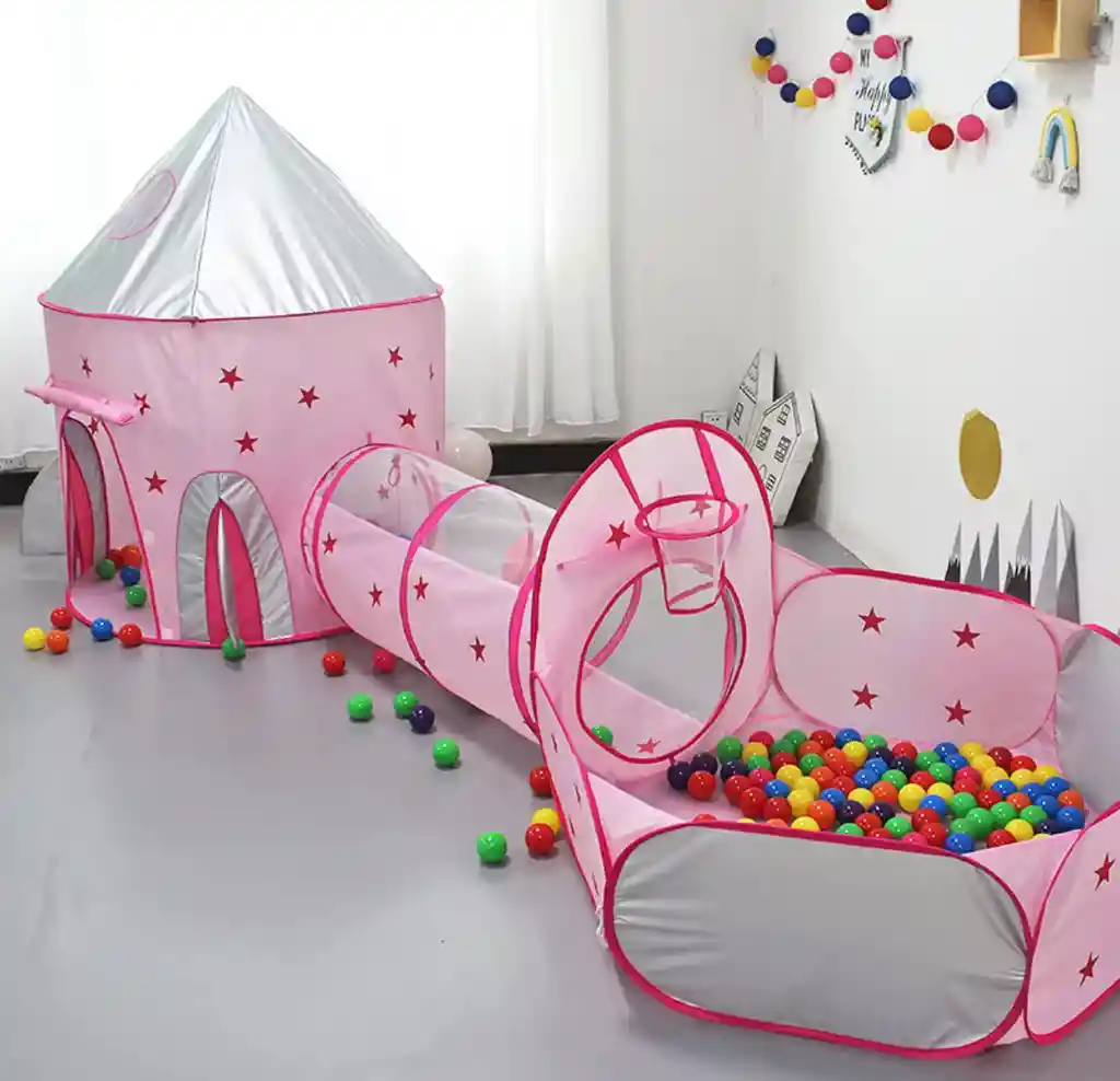 Carpa Castillo Con Túnel Y Piscina De Princesa Original Rosada