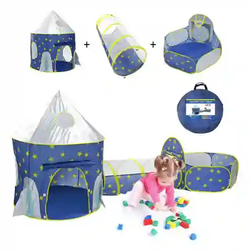 Carpa Castillo Con Túnel Y Piscina De Principe Original Azul