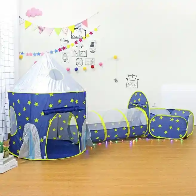 Carpa Castillo Con Túnel Y Piscina De Principe Original Azul