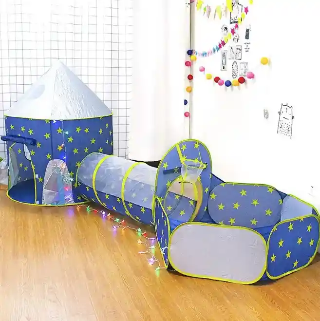 Carpa Castillo Con Túnel Y Piscina De Principe Original Azul