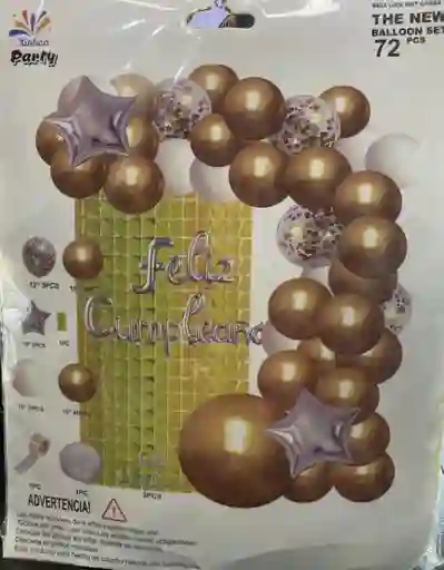Bombas Globos Por 72 Piezas Tipo Arco Feliz Cumpleaños Para Decoracion De Fiestas Niño O Hombre O Mujer