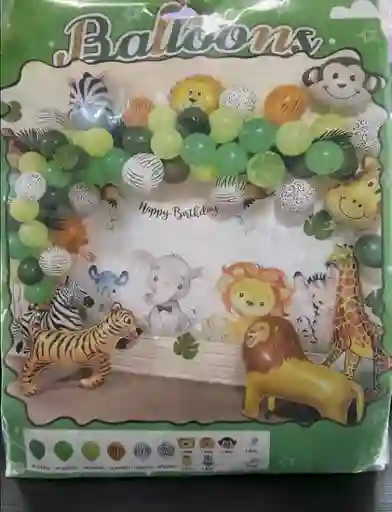 Bombas Globos Por 72 Piezas Tipo Arco Feliz Cumpleaños Animales De La Selva Para Decoracion De Fiestas Niño O Hombre O Mujer