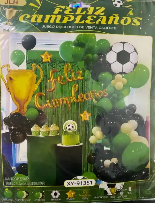 Bombas Globos Por 63 Piezas Tipo Arco Feliz Cumpleaños Futbol Para Decoracion De Fiestas Niño O Hombre O Mujer