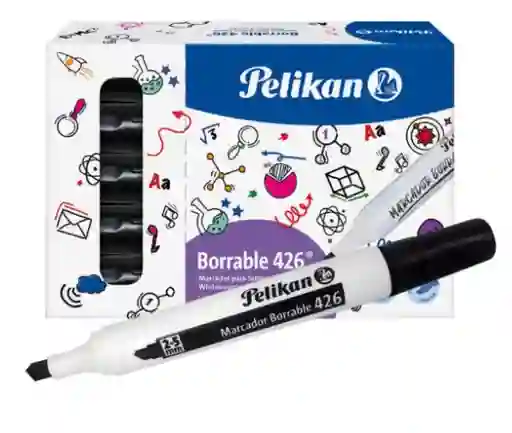 Caja Marcador Borrable Pelikan 426 Negro – Para Pizarra Blanca / Uso Escolar Y Oficina