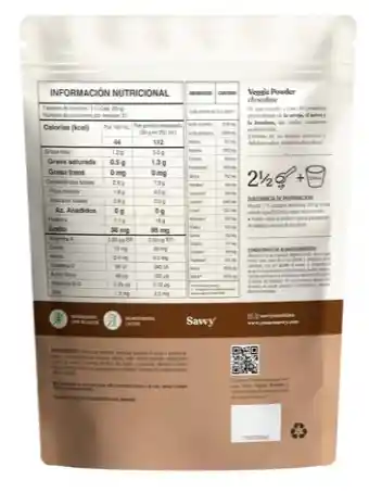Veggie Powder Chocolate X630gr Savvy