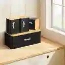 Set 4 Contenedores Metalicos Con Tapa De Bambú