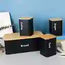 Set 4 Contenedores Metalicos Con Tapa De Bambú