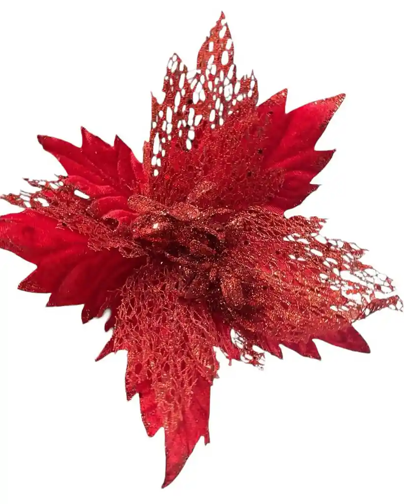 Flor Decorativa Navideña 29 Cm De Ancho Adornos Navideños Decoracion Navideña
