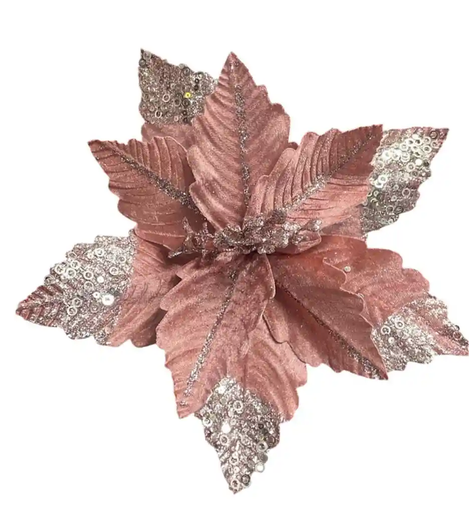 Flor Decorativa Navideña 32 Cm De Ancho Adornos Navideños Decoracion Navideña