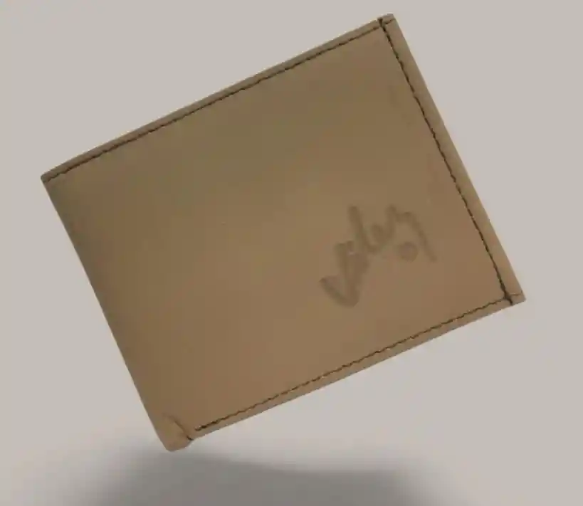Billetera Hombre Color Beige Cuero Genuino De Alta Calidad