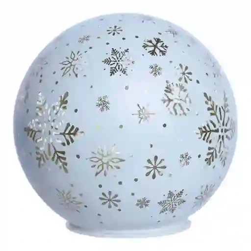 Adorno Bola Santini Con Luz 15x15cm Blanco Vidrio