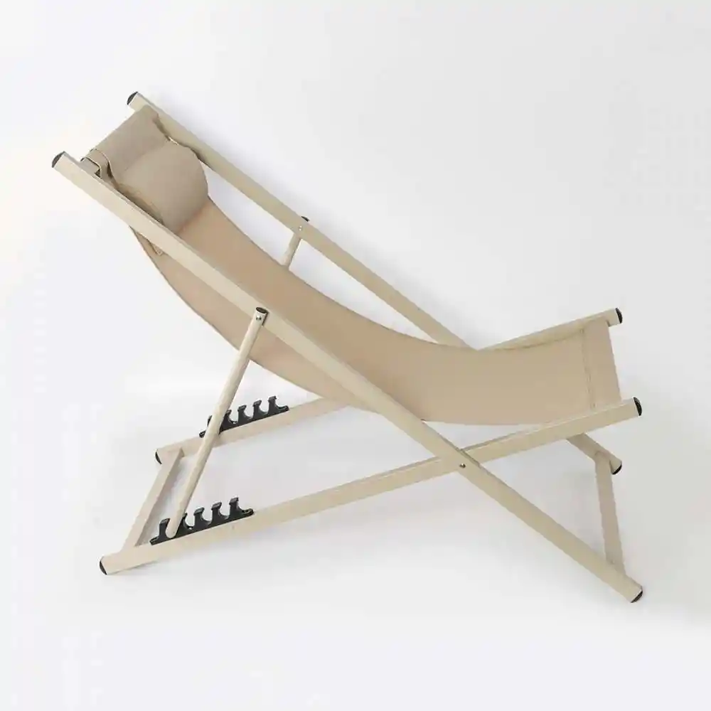 Silla Exterior Ubl Playera Plegable 61x81x100cm Beige Acero