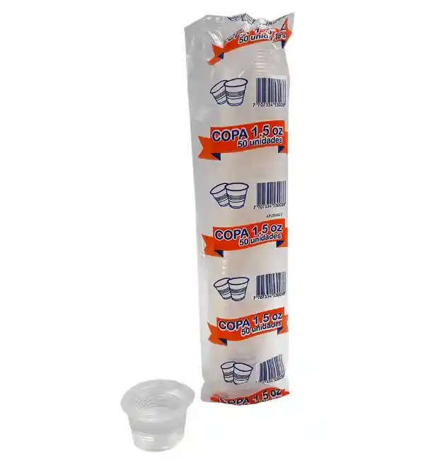 Paquete De Copitas De Aguardiente De Plastico De 1 Onza Por 50 Unidades