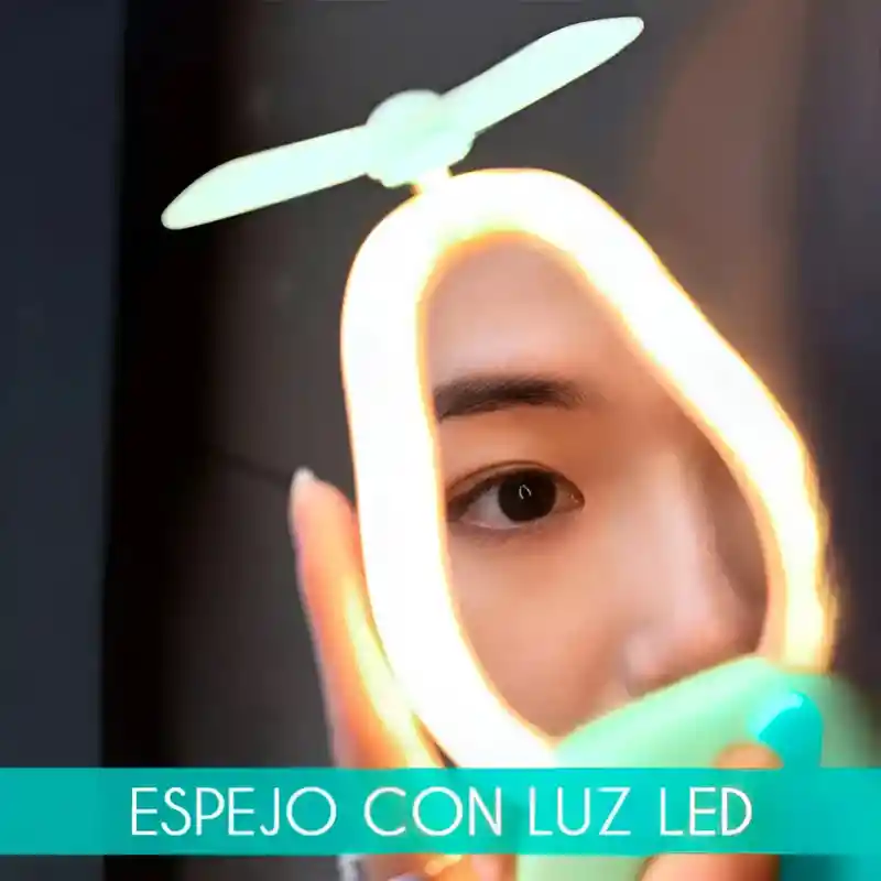Espejo Aguacate De Maquillaje Luz Led Ventilador Recargable