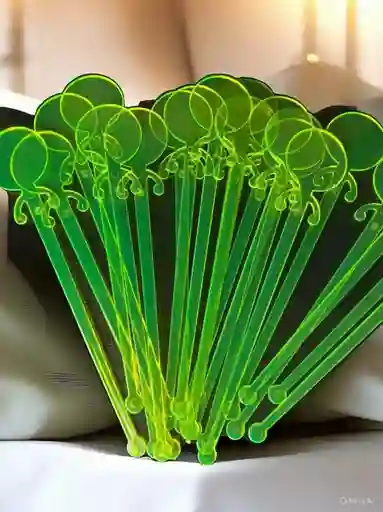 Paquete De Mezcladores Plasticos Para Cocteles Color Amarillo Neon Por 20 Unidades