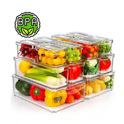 Organizador De Nevera Contenedores Alimentos Almacenamiento 14 Pcs
