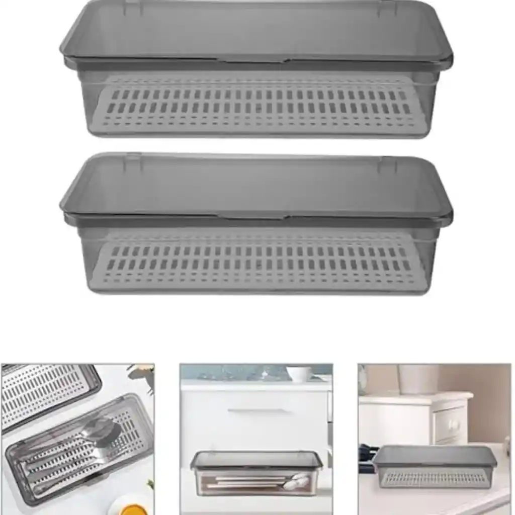 Organizador Porta Utensilios Multiusos Contenedor 1.5 Lt X 2 Unidades