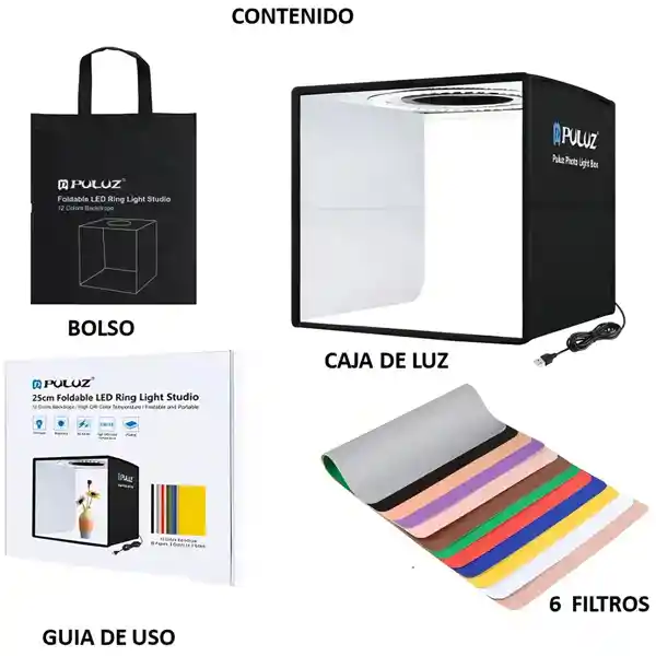 Caja De Luz Fotografia 30x30cm 6 Fondos Portátil Regulable