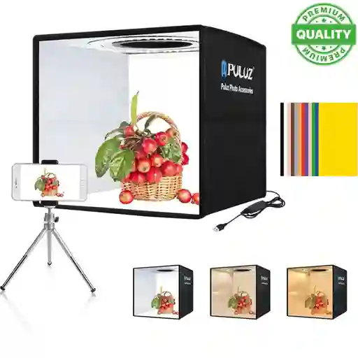 Caja De Luz Fotografia 30x30cm 6 Fondos Portátil Regulable