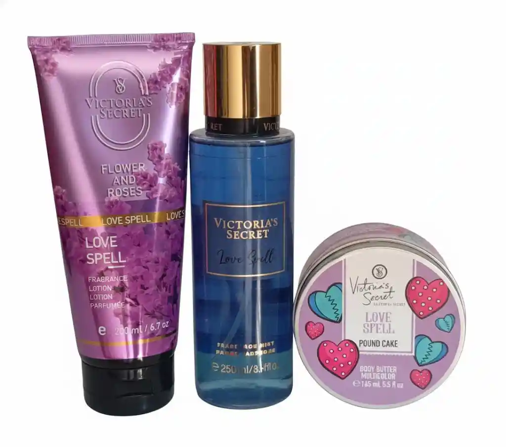 Combo X3 Victoria’s Secret – Love Spell (mantequilla Corporal, Splash Y Crema Corporal)
