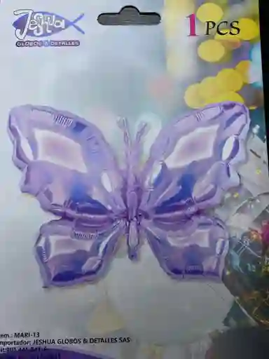 Bomba Globo Metalico Diseño Mariposa Color Morado Tamaño 48 X 65 Cm