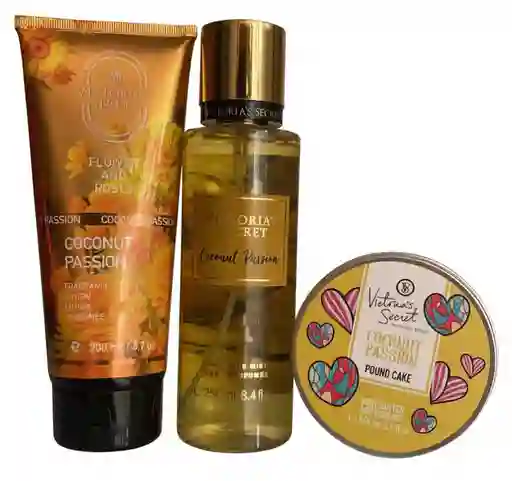 Combo X3 Victoria’s Secret – Coconut Passion (mantequilla Corporal, Splash Y Crema Corporal)
